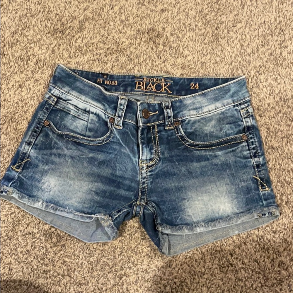 Buckle Black Jean Shorts